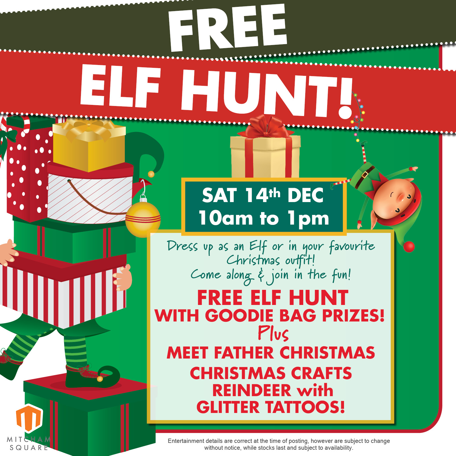 Calling all little elves! Join our FREE Elf Hunt 10am Sat 14th Dec